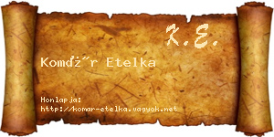Komár Etelka névjegykártya